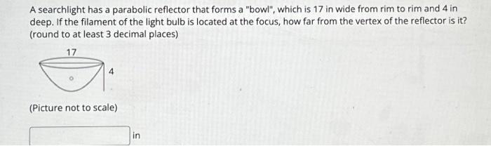 Solved A searchlight has a parabolic reflector that forms a | Chegg.com