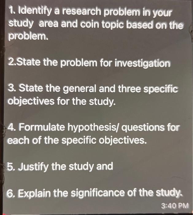 identify a research problem in your study area