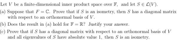 Solved Let V be a finite-dimensional inner product space | Chegg.com