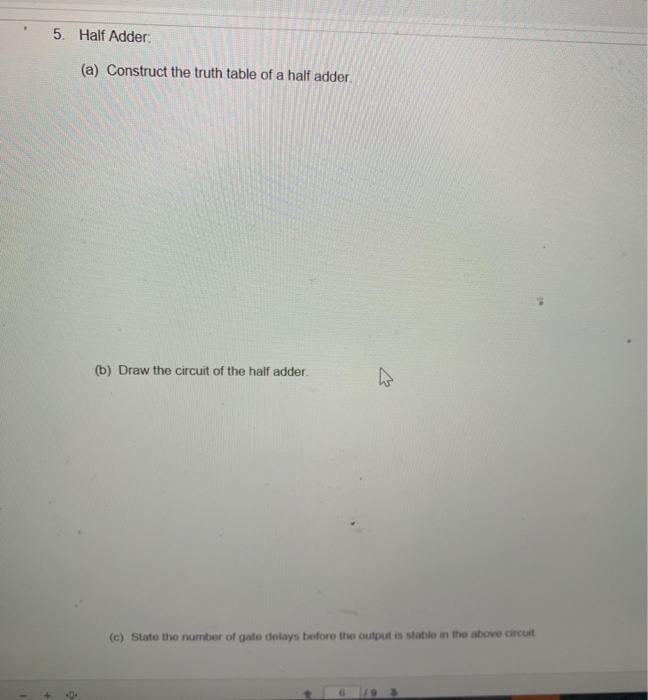 Solved 5. Half Adder (a) Construct the truth table of a half | Chegg.com