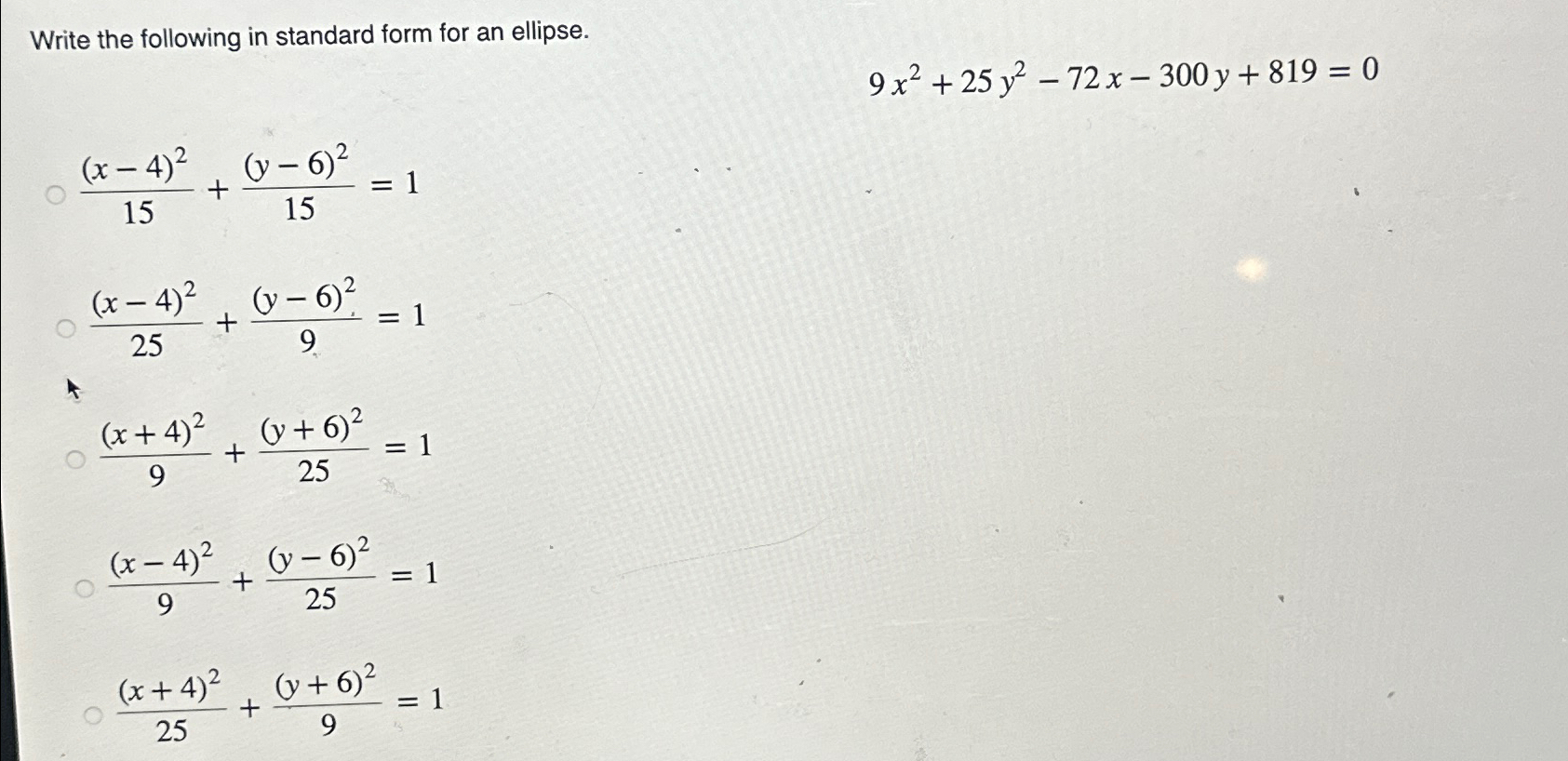 Solved Write the following in standard form for an | Chegg.com
