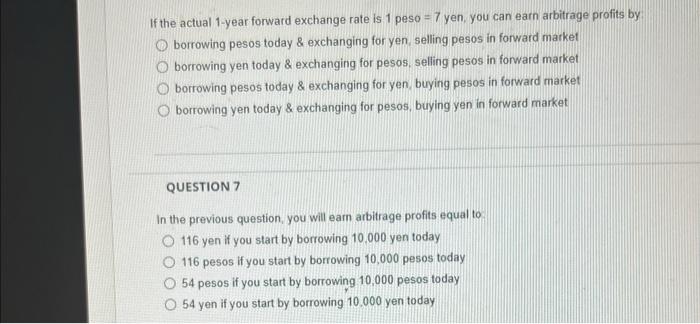 Solved If the actual 1 -year forward exchange rate is 1 peso | Chegg.com