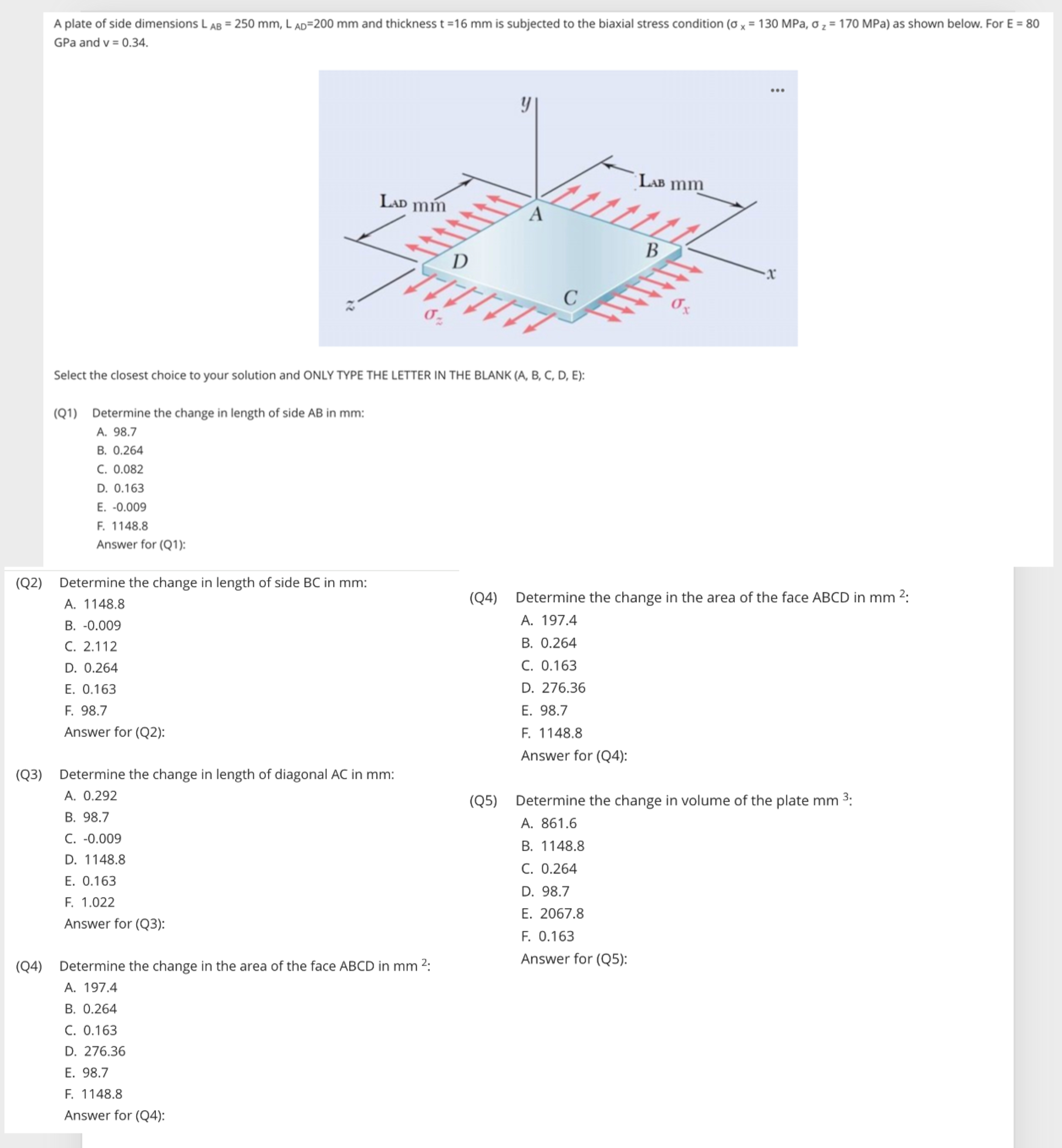 Solved (Q2) ﻿Determine the change in length of side BC in | Chegg.com