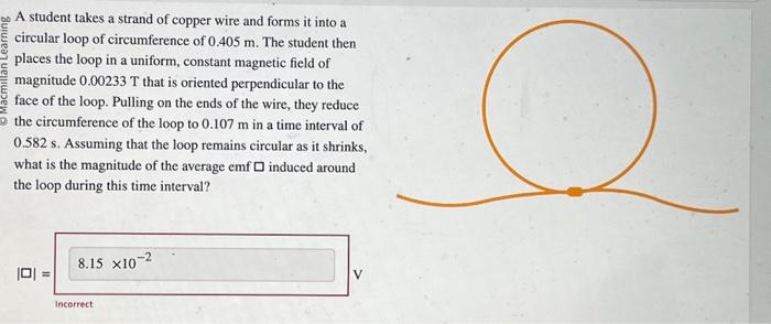 Solved A Student Takes A Strand Of Copper Wire And Forms It | Chegg.com