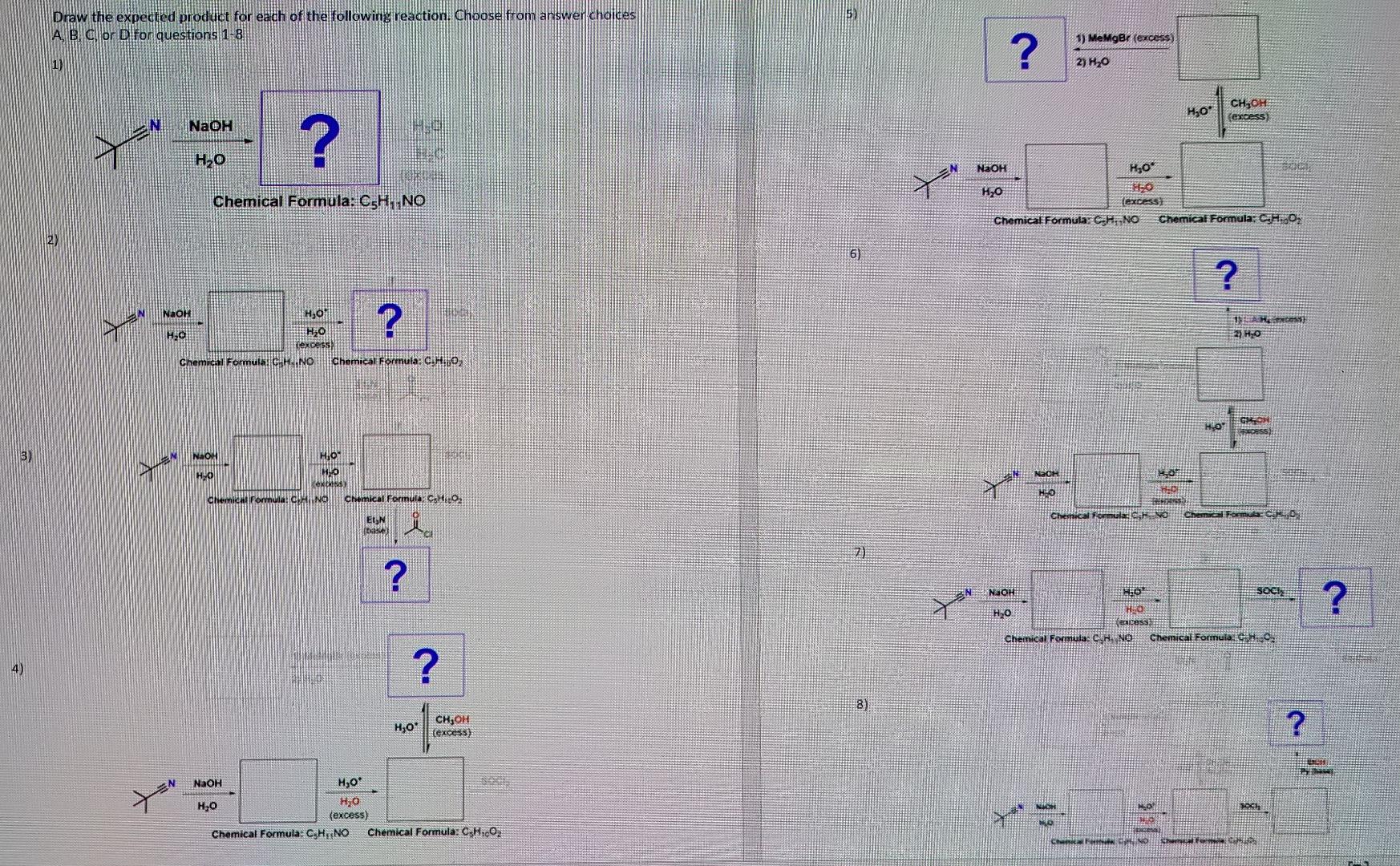 Solved Draw the expected product for each of the following | Chegg.com