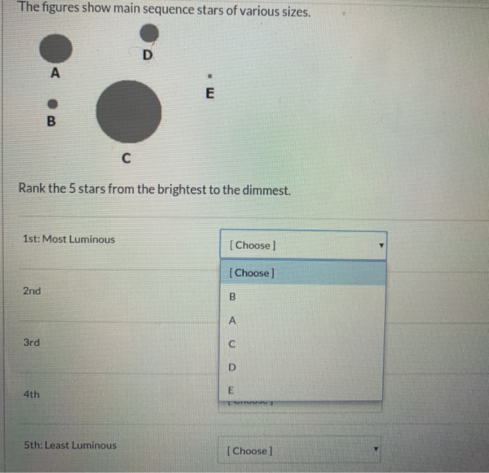 Solved The figures show main sequence stars of various | Chegg.com