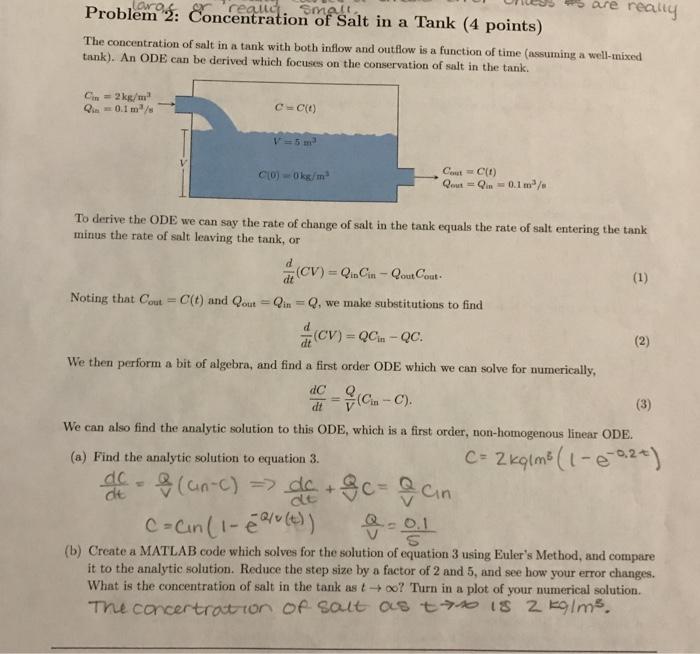 Solved are really Smelt Problem 2: Concentration of Salt in | Chegg.com