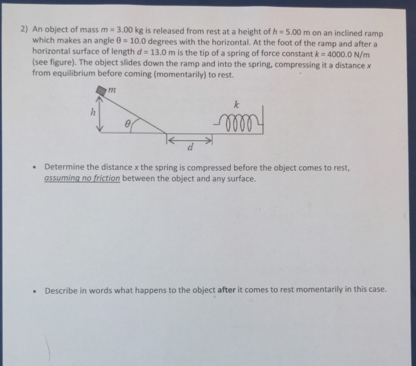 Solved An object of mass m = 3.00 kg is released from rest | Chegg.com