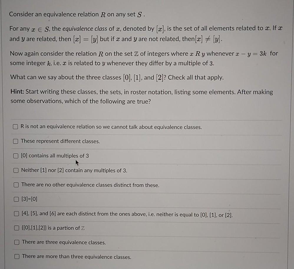Solved Consider An Equivalence Relation R On Any Set S F Chegg Com