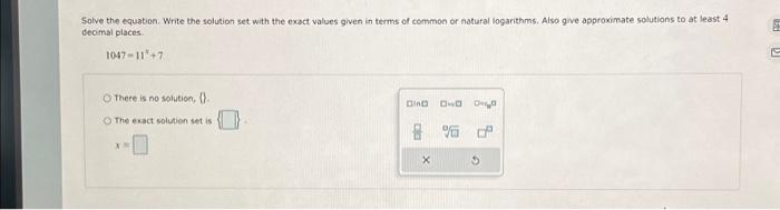 Solved Solve the equation. Write the solution set with the | Chegg.com