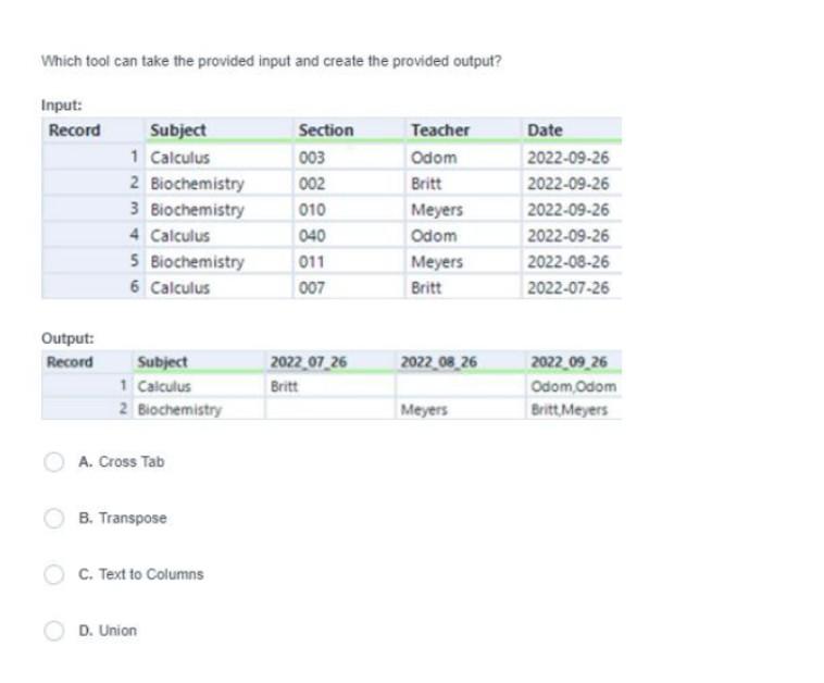 Solved Which Tool Can Take The Provided Input And Create The | Chegg.com