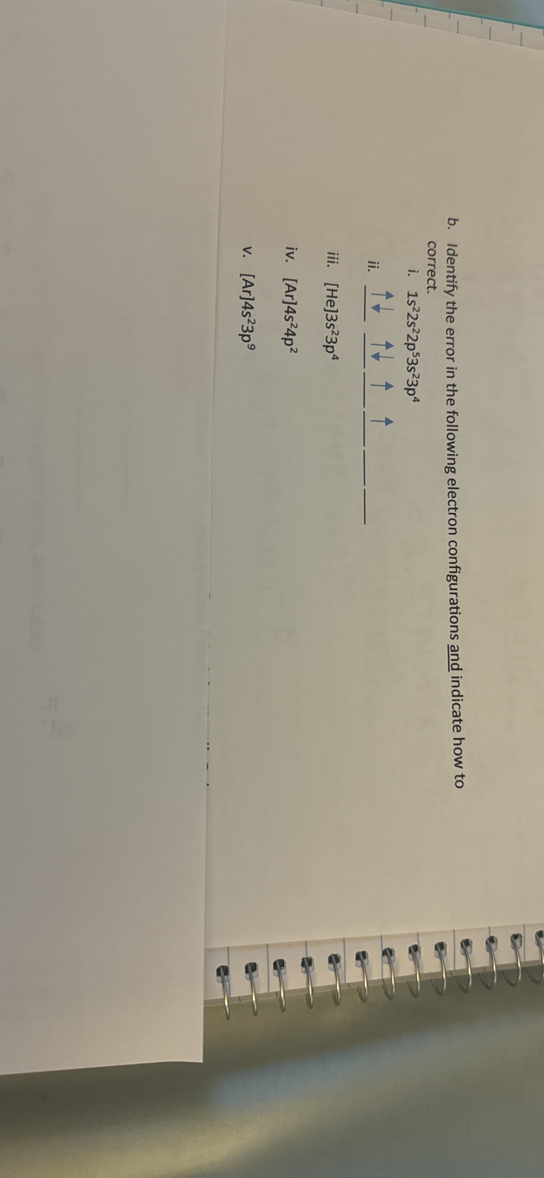 Solved B. ﻿Identify The Error In The Following Electron | Chegg.com