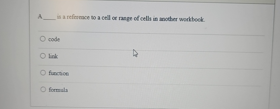 Solved A is a reference to a cell or range of cells in | Chegg.com