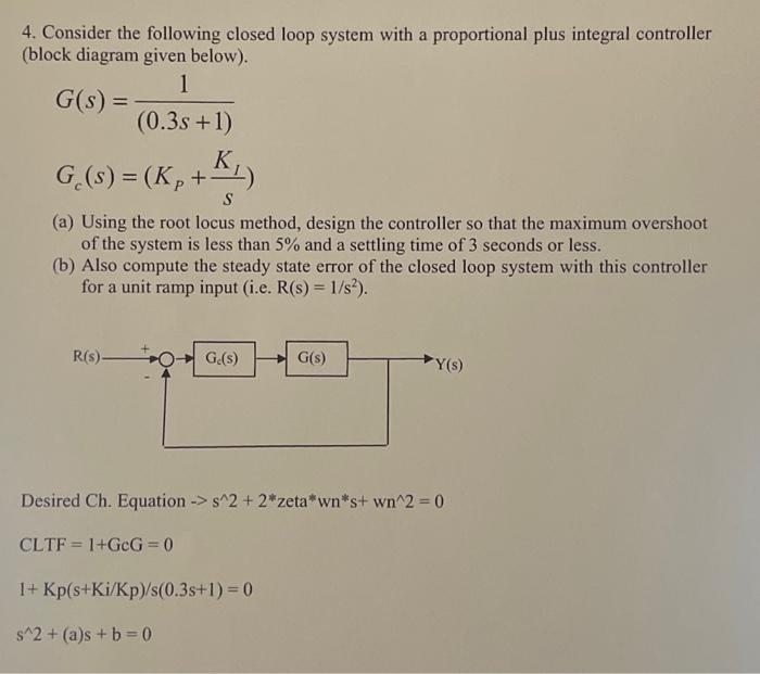 4. Consider The Following Closed Loop System With A | Chegg.com