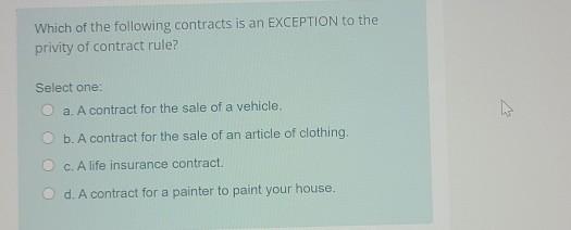 Solved Which of the following contracts is an EXCEPTION to | Chegg.com