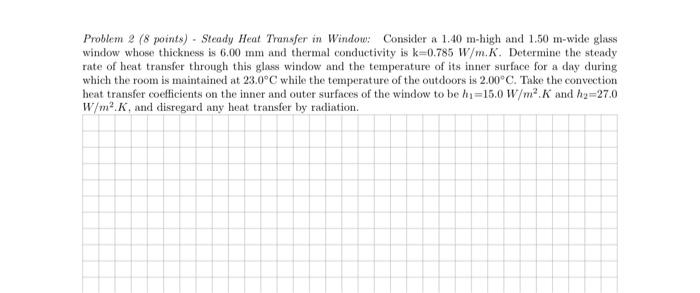 Solved Problem 2 ( 8 points) - Steady Heat Transfer in | Chegg.com