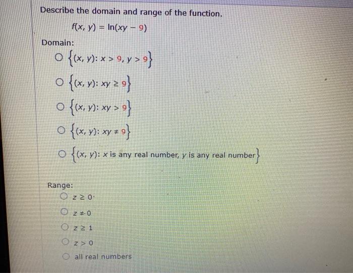 Solved Describe The Domain And Range Of The Function F X Chegg Com