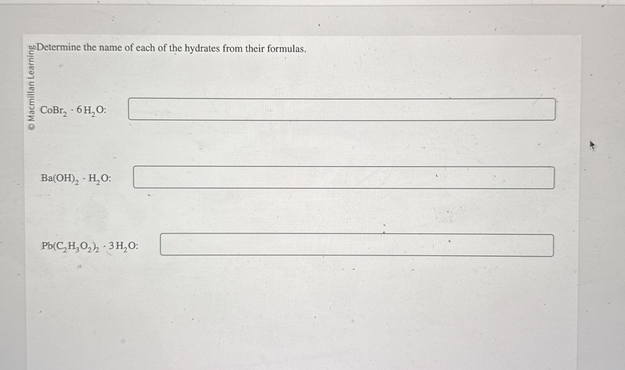 Solved ?∞ ﻿Determine the name of each of the hydrates from | Chegg.com