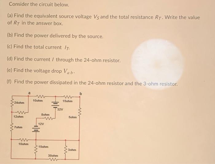 Solved Consider the circuit below. (a) Find the equivalent | Chegg.com
