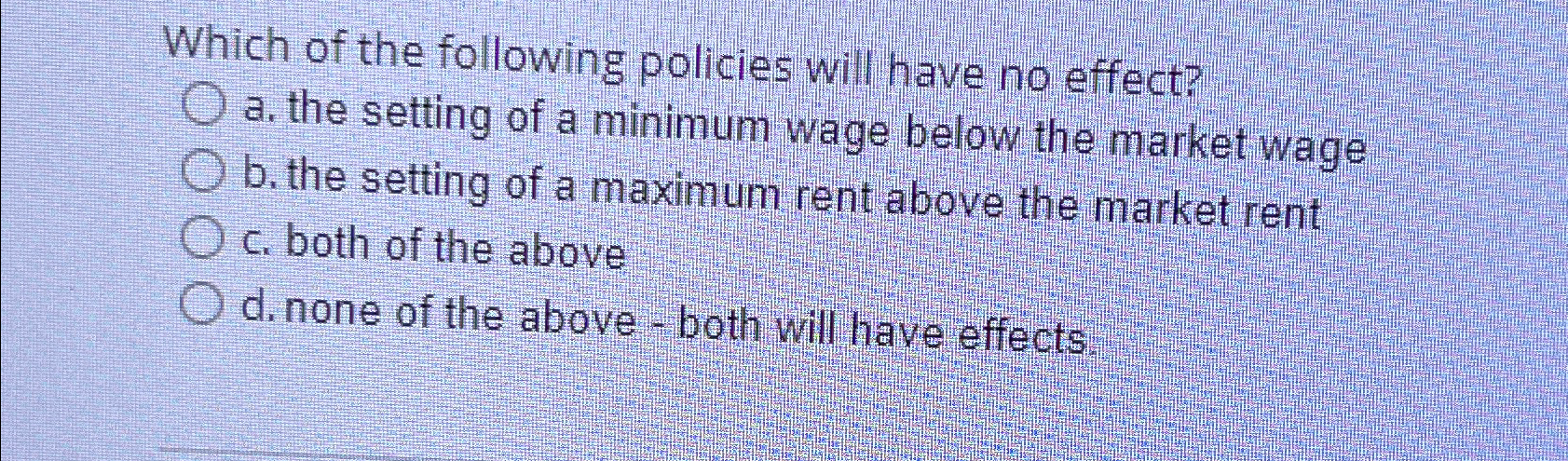 Solved Which of the following policies will have no | Chegg.com