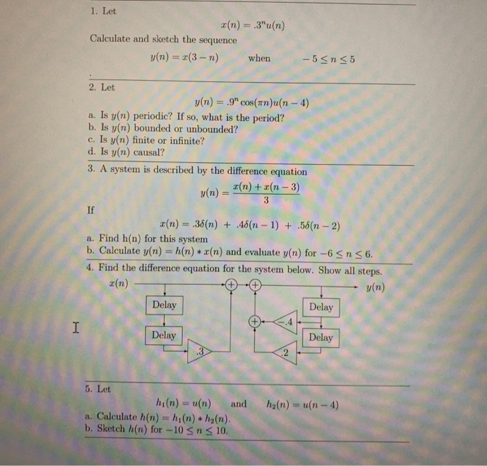 Solved 1 Let R N 3 U N Calculate And Sketch The Seq Chegg Com