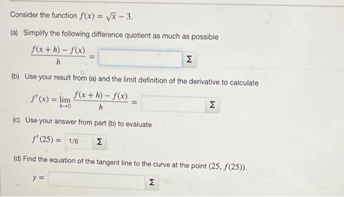 Solved Consider the function f(x)=x−3. (a) Simplify the | Chegg.com