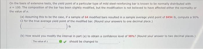 Solved On the basis of extensive tests, the yield point of a | Chegg.com