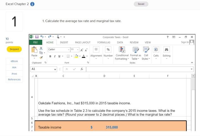 Solved Excel Chapter 2 i 1 10 points Skipped eBook Ask Print | Chegg.com