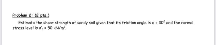 Solved Problem 2: (2 pts.) Estimate the shear strength of | Chegg.com