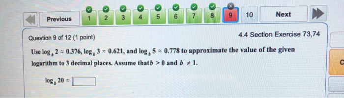 Solved 1 2 3 4 5 6 Previous 7 8 9 10 Next Question 9 of 12 | Chegg.com