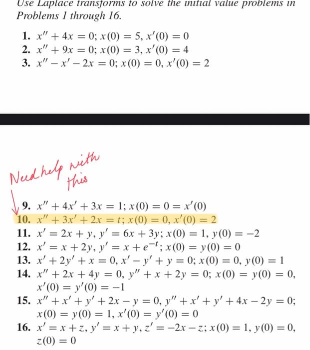 Solved Use Laplace transforms to solve the initial value | Chegg.com