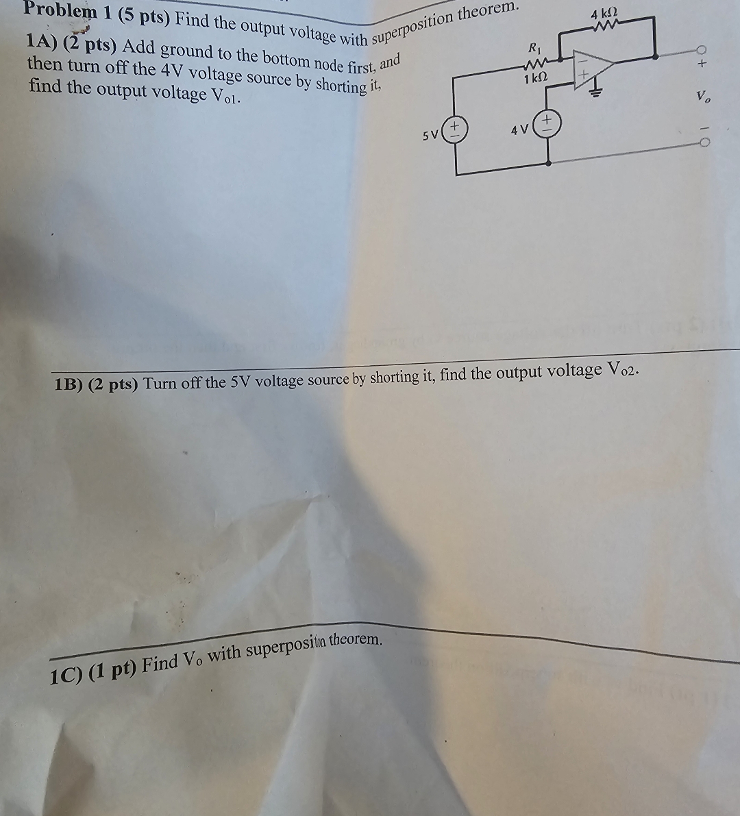 Solved Problem 1 ( 5 ﻿pts) ﻿Find the output voltage with | Chegg.com