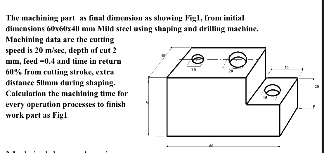 Solved The machining part as final dimension as showing | Chegg.com