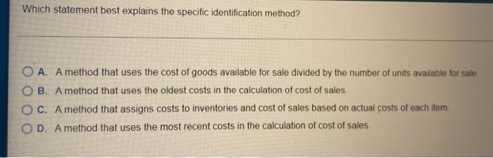 Solved Which statement best explains the specific | Chegg.com