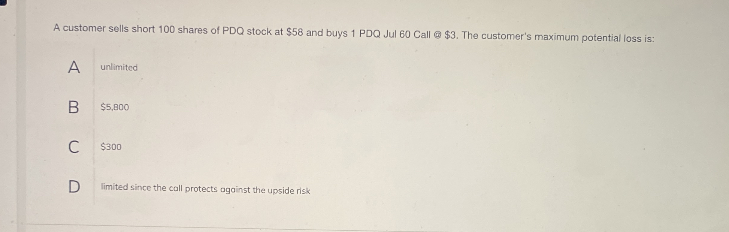 Solved A customer sells short 100 ﻿shares of PDQ stock at | Chegg.com