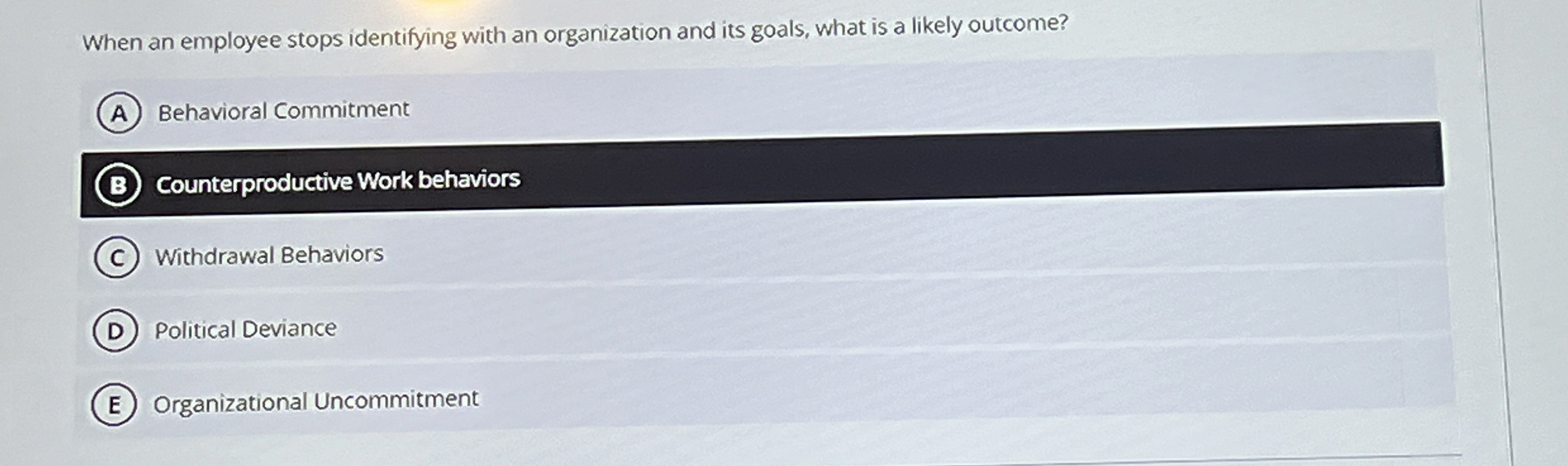 Solved When an employee stops identifying with an | Chegg.com