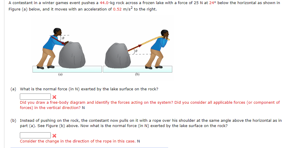 Solved A contestant in a winter games event pushes a 44.0-kg | Chegg.com