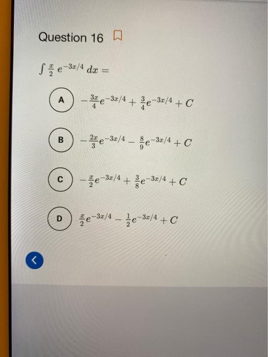 Question 16 Se 32 4 De Ae32 4 E 3x 4 C B Chegg Com