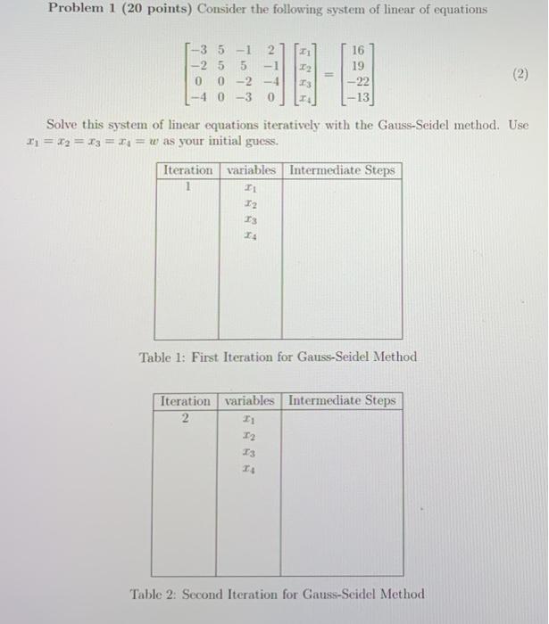 Solved Problem 1 (20 points) Consider the following system | Chegg.com