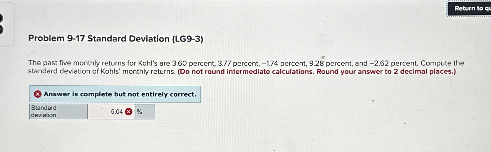 Problem 917 ﻿Standard Deviation (LG93)The past five