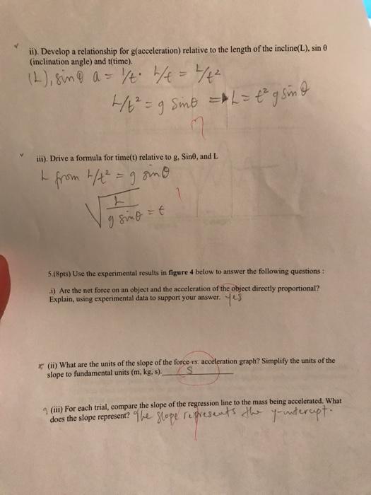 Ii Develop A Relationship For G Acceleration Re Chegg Com