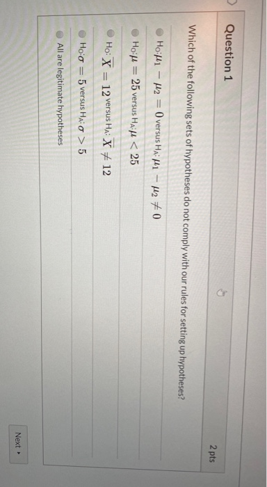 Solved Question 1 2 pts Which of the following sets of | Chegg.com