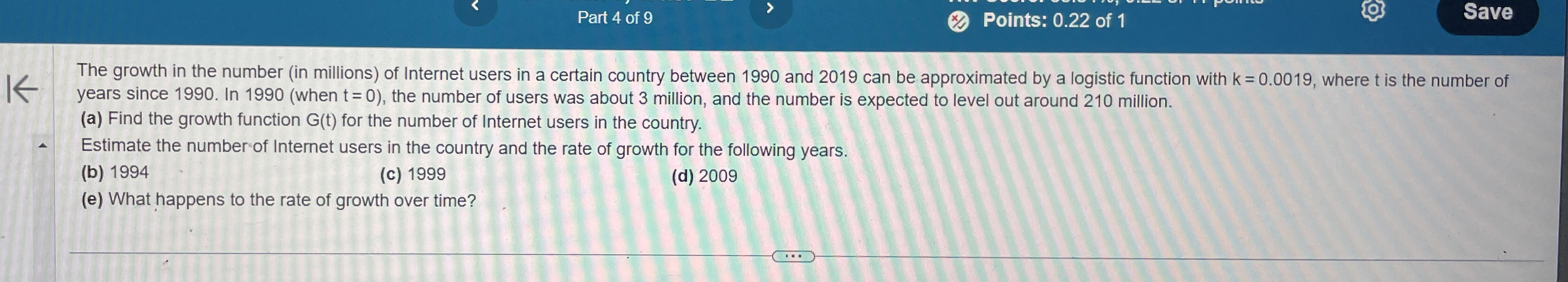 Solved The growth in the number (in millions) ﻿of Internet | Chegg.com