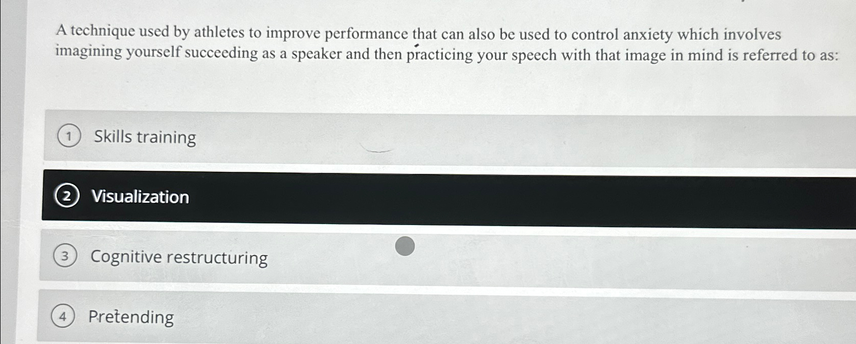 Solved A technique used by athletes to improve performance | Chegg.com