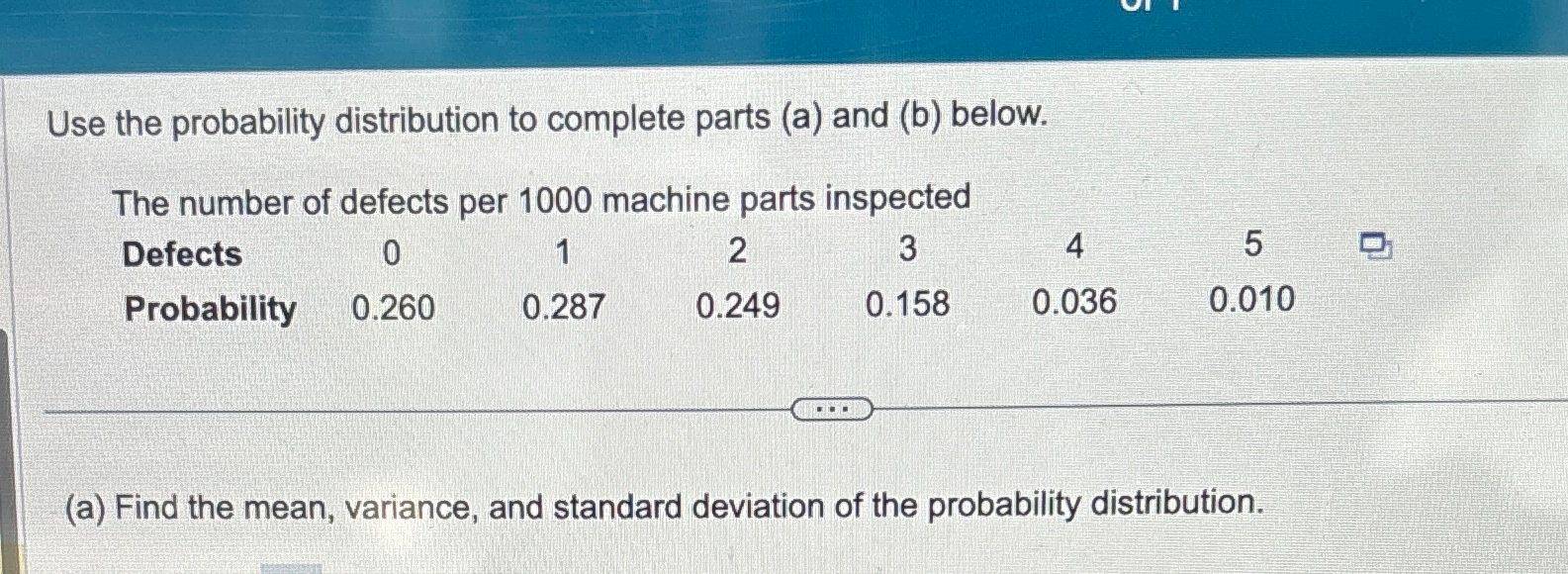 Solved Use the probability distribution to complete parts | Chegg.com