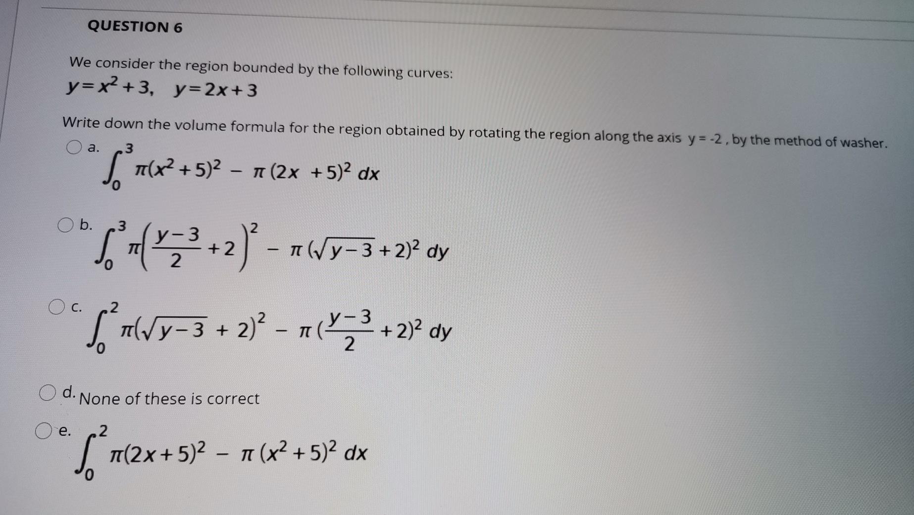 Solved QUESTION 6 We consider the region bounded by the | Chegg.com