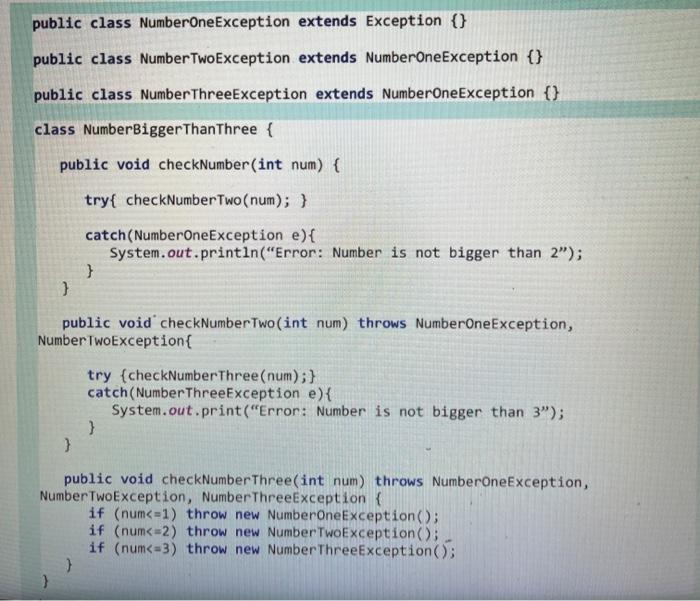 Solved public class NumberOneException extends Exception {} | Chegg.com