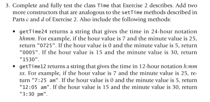 Testing Class Time Solved 3. Complete and fully test the class Time that | Chegg.com