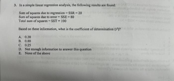 Solved 3. In a simple linear regression analysis, the | Chegg.com