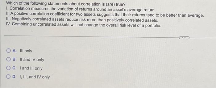 Solved Which of the following statements about correlation | Chegg.com